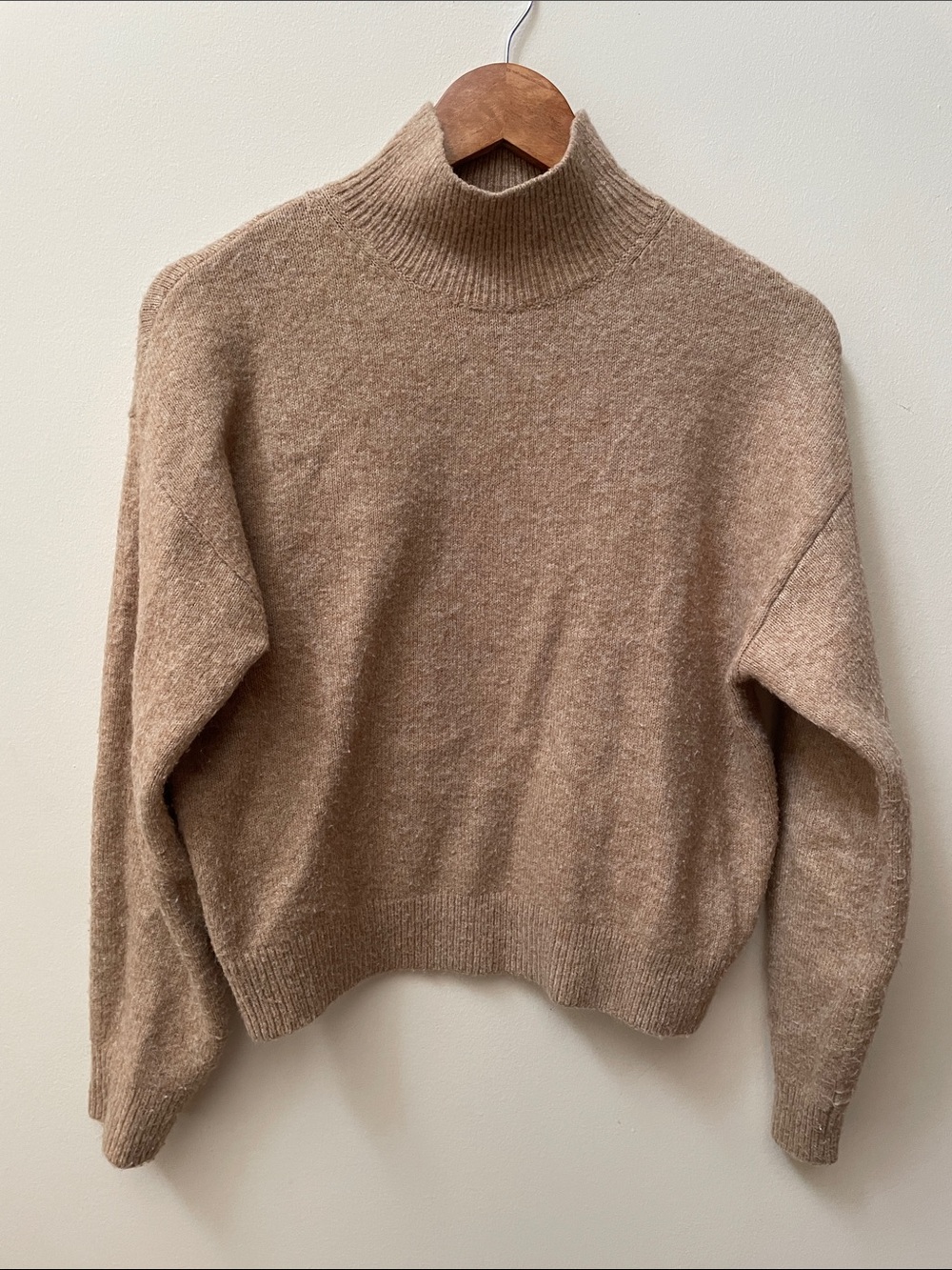 H&M Mock Neck Sweater in Light Taupe